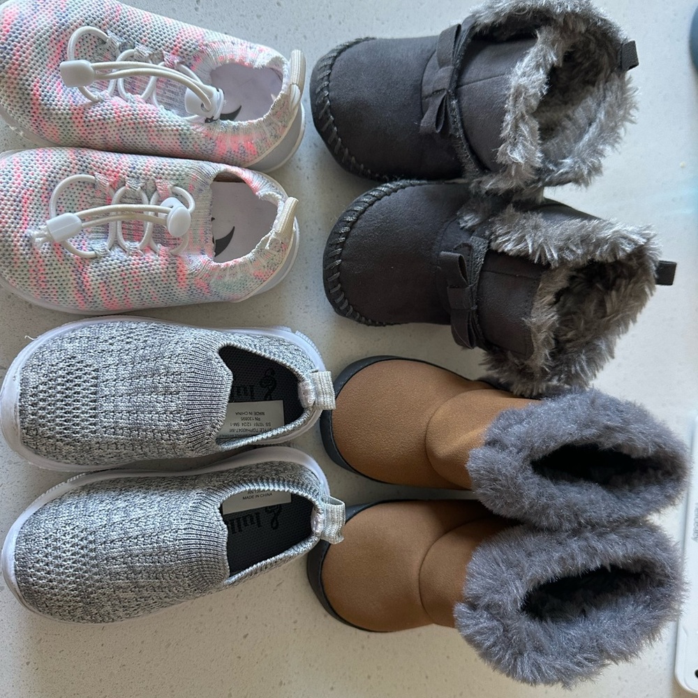 Stylish Kids Shoes Set - Gray, Pink, Brown